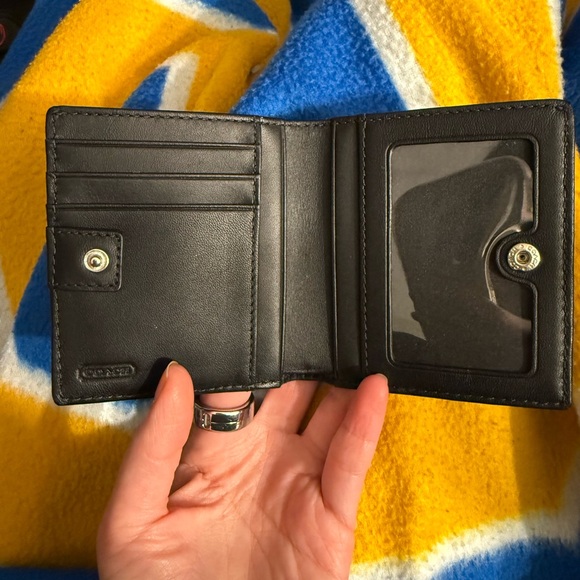Coach Signature Black and Tan Card Holder - Picture 3 of 4